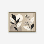 Boho Leaves and Moon Canvas Art - Horizontal – Gold Floating Frame on white background