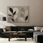 Boho Leaves and Moon Canvas Art - Horizontal – Stretched Canvas Only in room setting