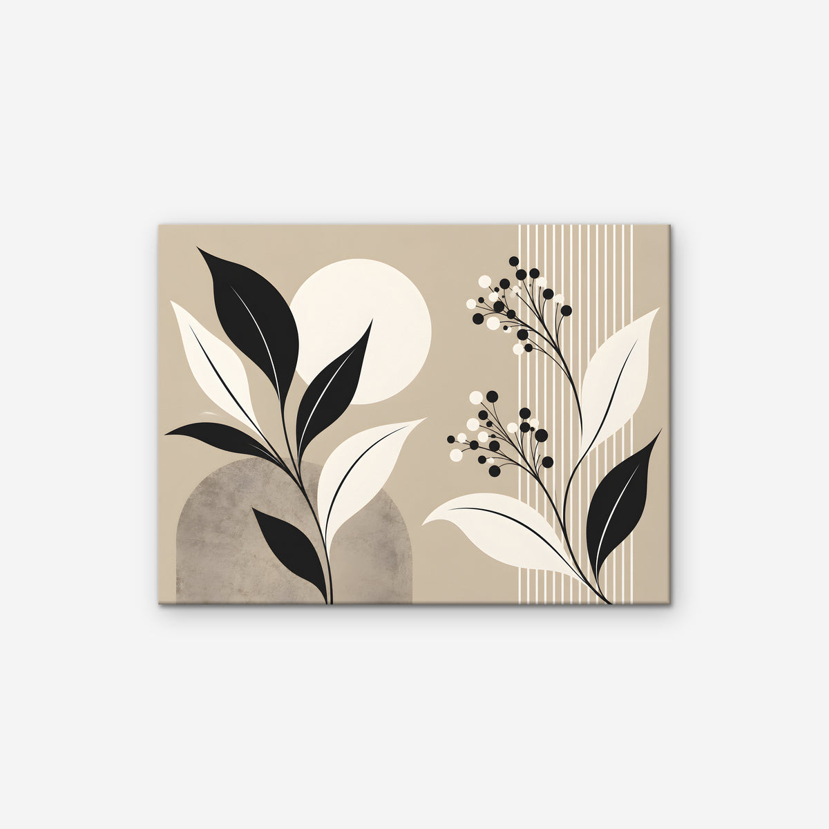 Boho Leaves and Moon Canvas Art - Horizontal – Stretched Canvas Only on white background