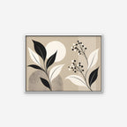 Boho Leaves and Moon Canvas Art - Horizontal – White Floating Frame on white background