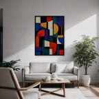 Bold Color Blocks Canvas Art - Vertical – Black Floating Frame in room setting