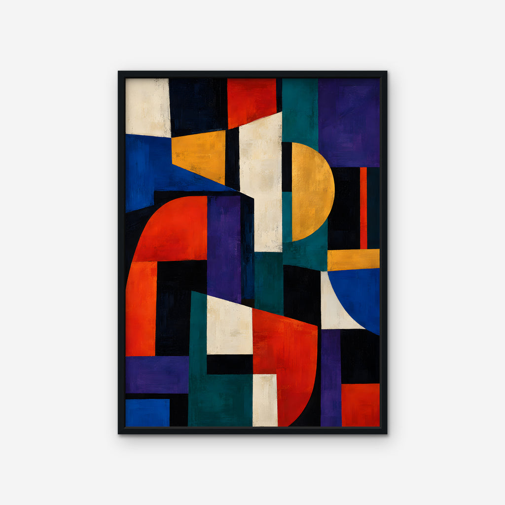 Bold Color Blocks Canvas Art - Vertical – Black Floating Frame on white background