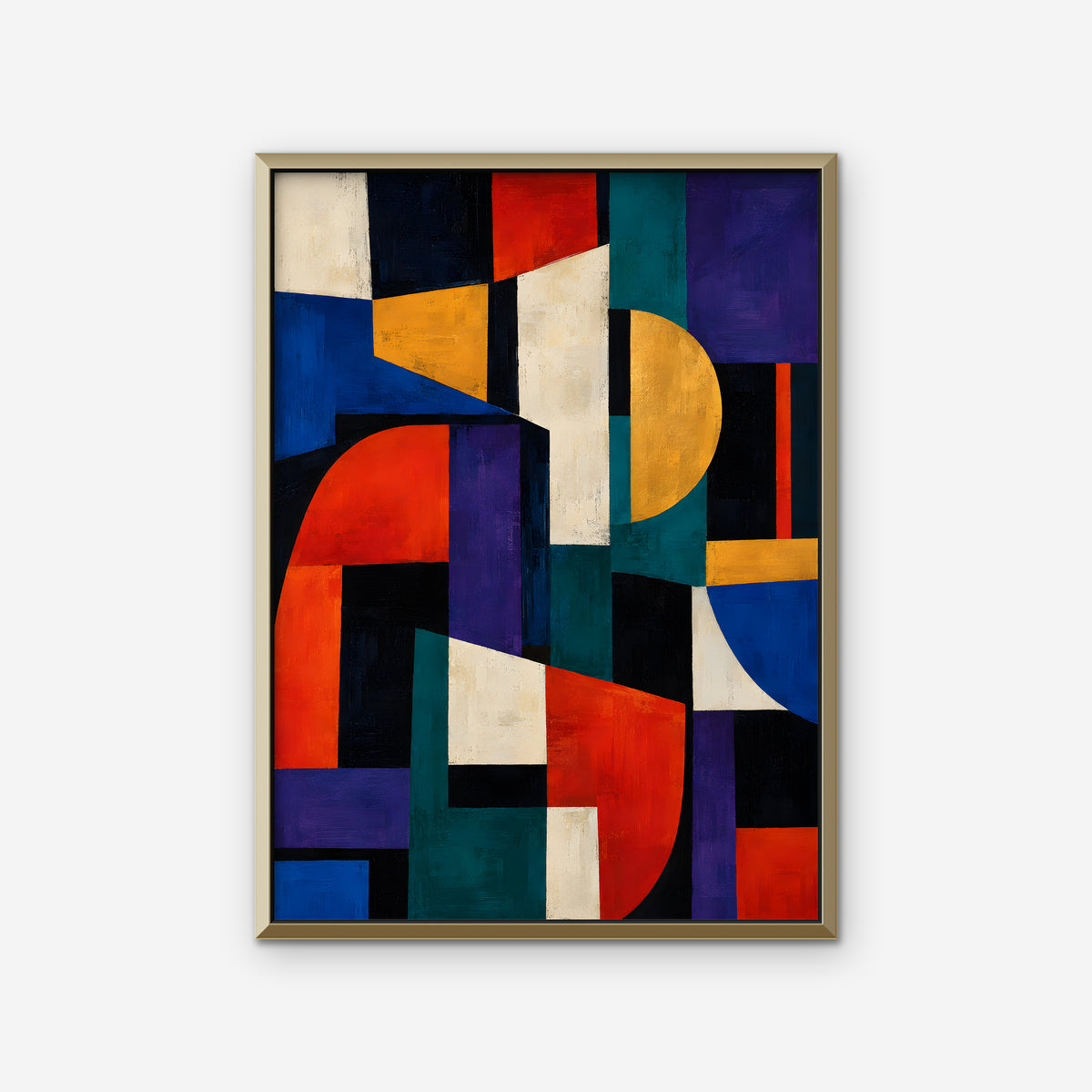 Bold Color Blocks Canvas Art - Vertical – Gold Floating Frame on white background