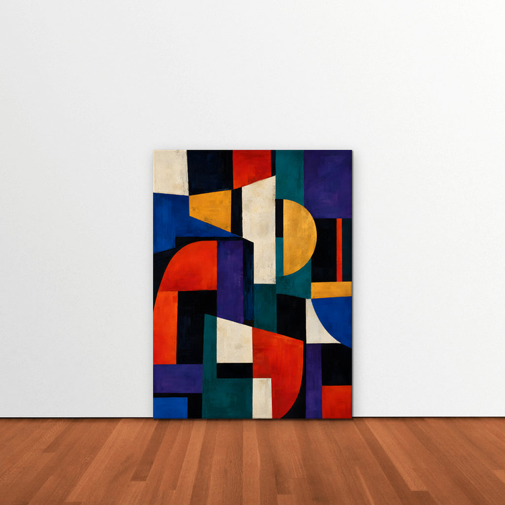 Bold Color Blocks Canvas Art - Vertical – Stretched Canvas Only in room setting