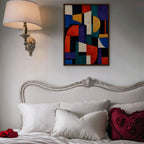 Bold Color Blocks Canvas Art - Vertical – Walnut Floating Frame in room setting