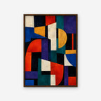 Bold Color Blocks Canvas Art - Vertical – Walnut Floating Frame on white background