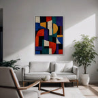 Bold Color Blocks Canvas Art - Vertical – White Floating Frame in room setting