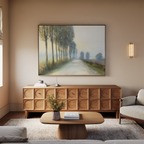 Whispering Pines at Daybreak – green vintage canvas wall art print by Aspire Prints