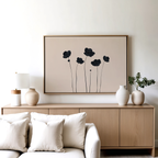 Whispers in Bloom – beige and white botanical canvas wall art print by Aspire Prints