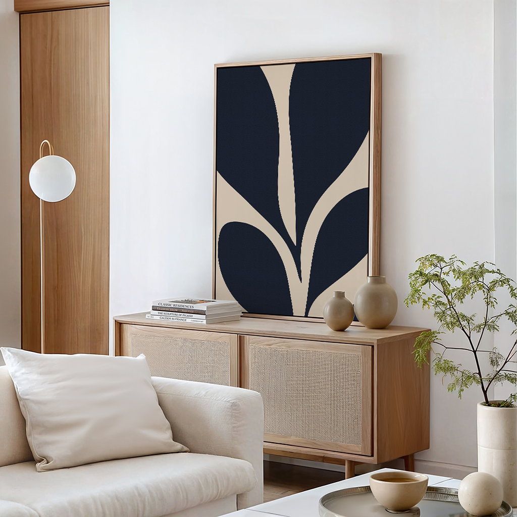 Inkbloom Whisper – blue botanical canvas wall art print by Aspire Prints