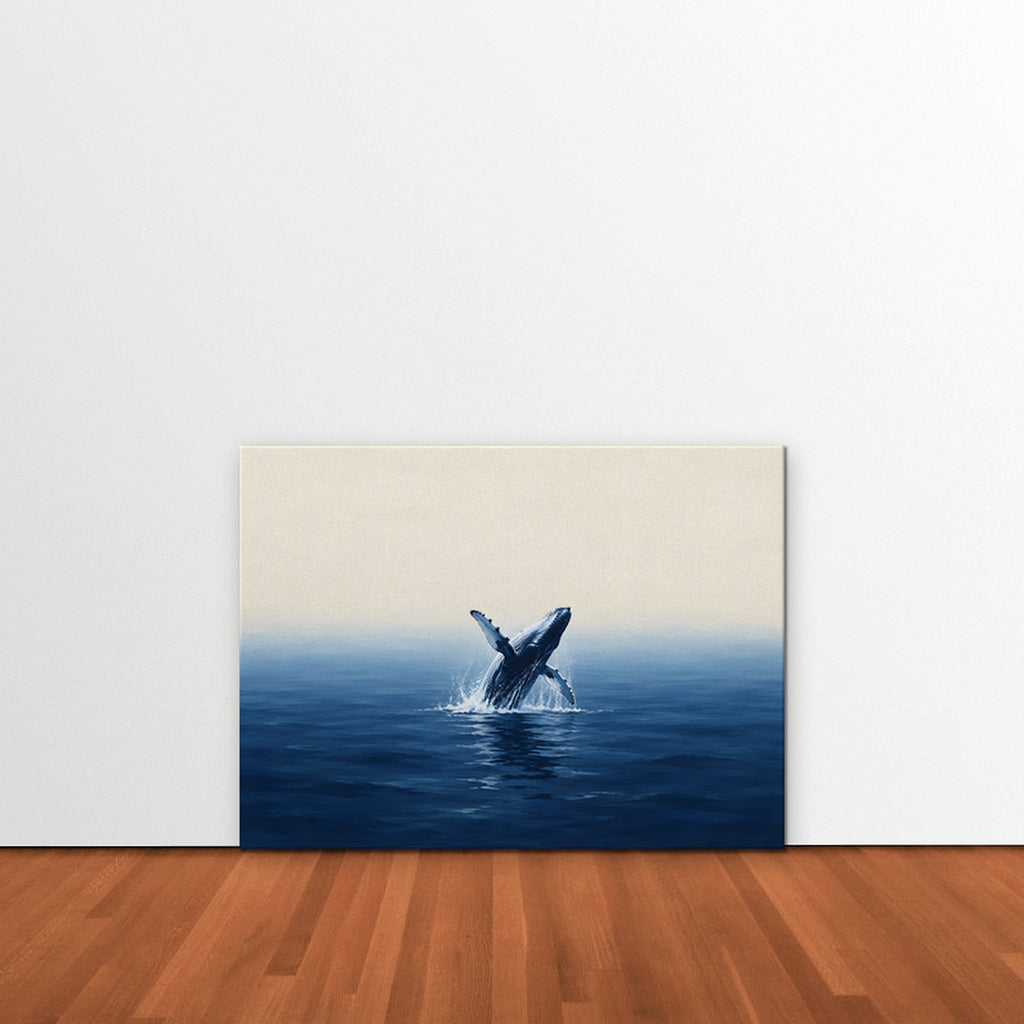 Breaching Whale Canvas Art - Horizontal – Stretched Canvas Only in room setting