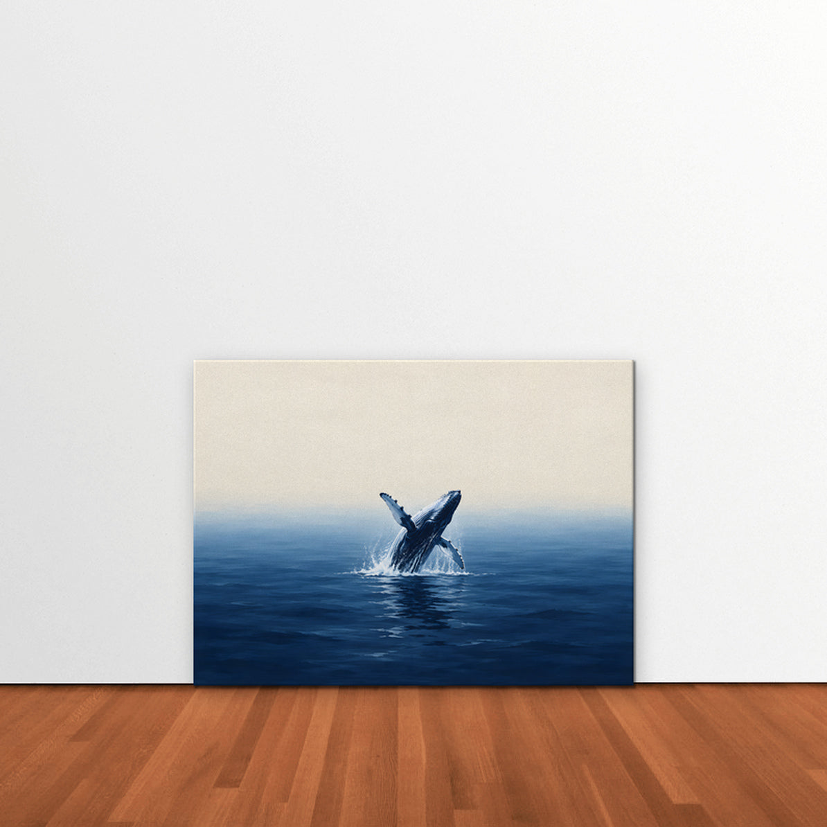 Breaching Whale Canvas Art - Horizontal – Stretched Canvas Only in room setting