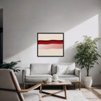 Burgundy Waves Canvas Art - Horizontal – Black Floating Frame in room setting