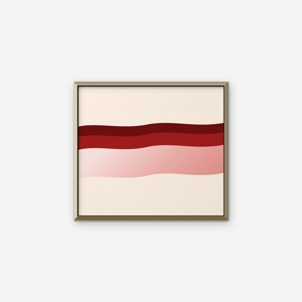 Burgundy Waves Canvas Art - Horizontal – Gold Floating Frame on white background