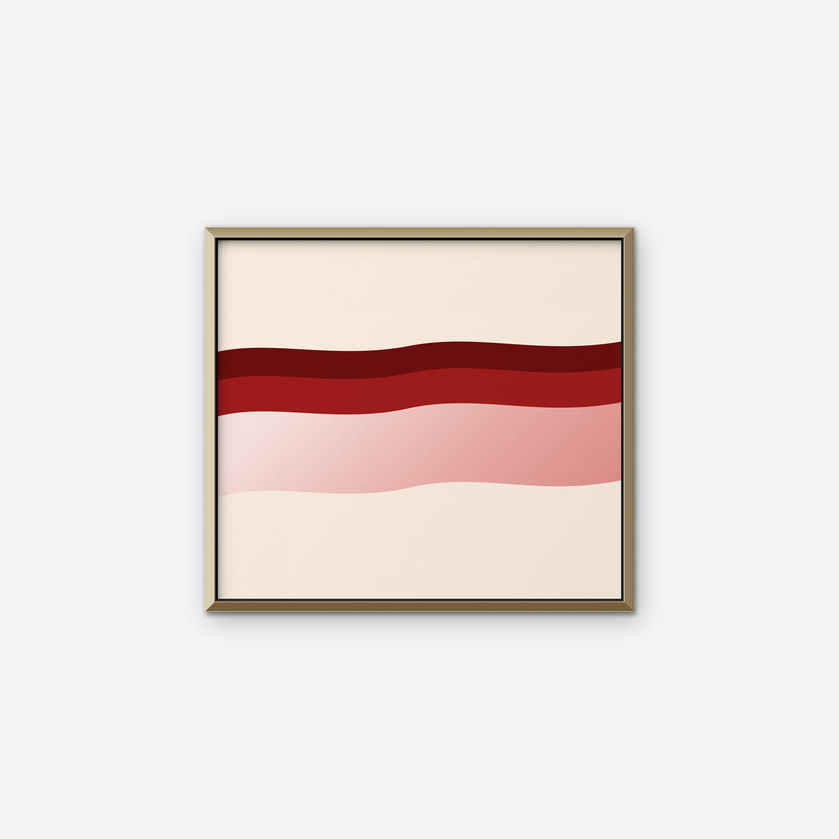 Burgundy Waves Canvas Art - Horizontal – Gold Floating Frame on white background