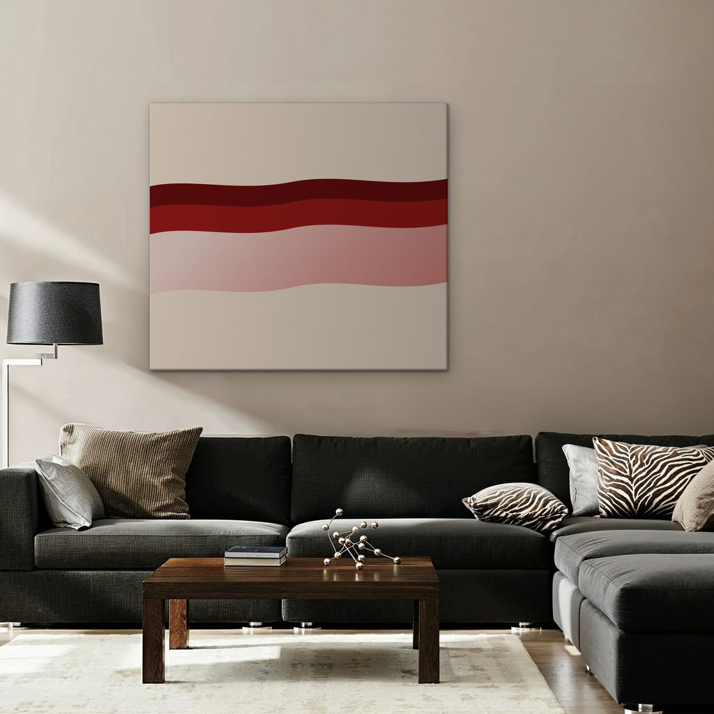 Burgundy Waves Canvas Art - Horizontal – Stretched Canvas Only in room setting