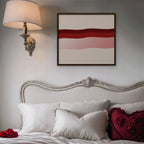 Burgundy Waves Canvas Art - Horizontal – Walnut Floating Frame in room setting