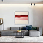 Burgundy Waves Canvas Art - Horizontal – White Floating Frame in room setting