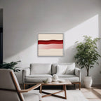 Burgundy Waves Canvas Art - Horizontal – White Floating Frame in room setting