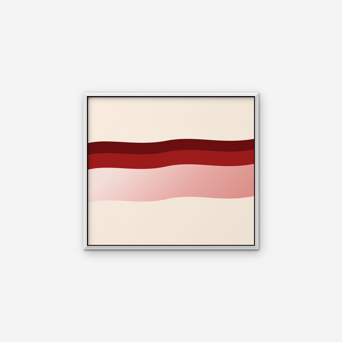Burgundy Waves Canvas Art - Horizontal – White Floating Frame on white background