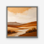Burnt Orange Valley Canvas Art - Square – Silver Floating Frame on white background