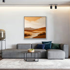 Burnt Orange Valley Canvas Art - Square – White Floating Frame in room setting