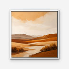 Burnt Orange Valley Canvas Art - Square – White Floating Frame on white background