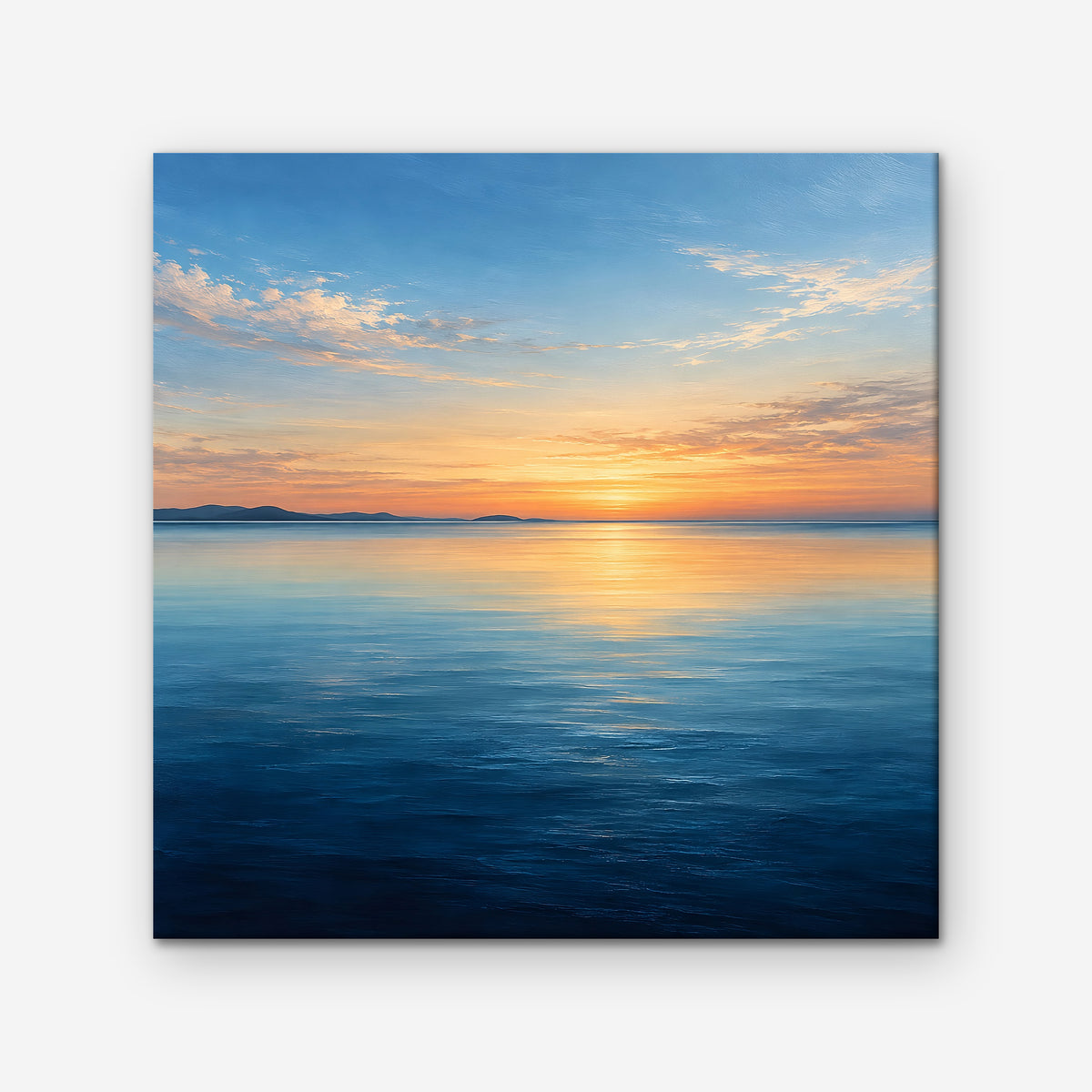 Calm Sea Sunset Canvas Art - Square – Stretched Canvas Only on white background
