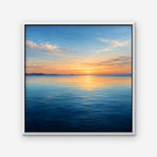 Calm Sea Sunset Canvas Art - Square – White Floating Frame on white background