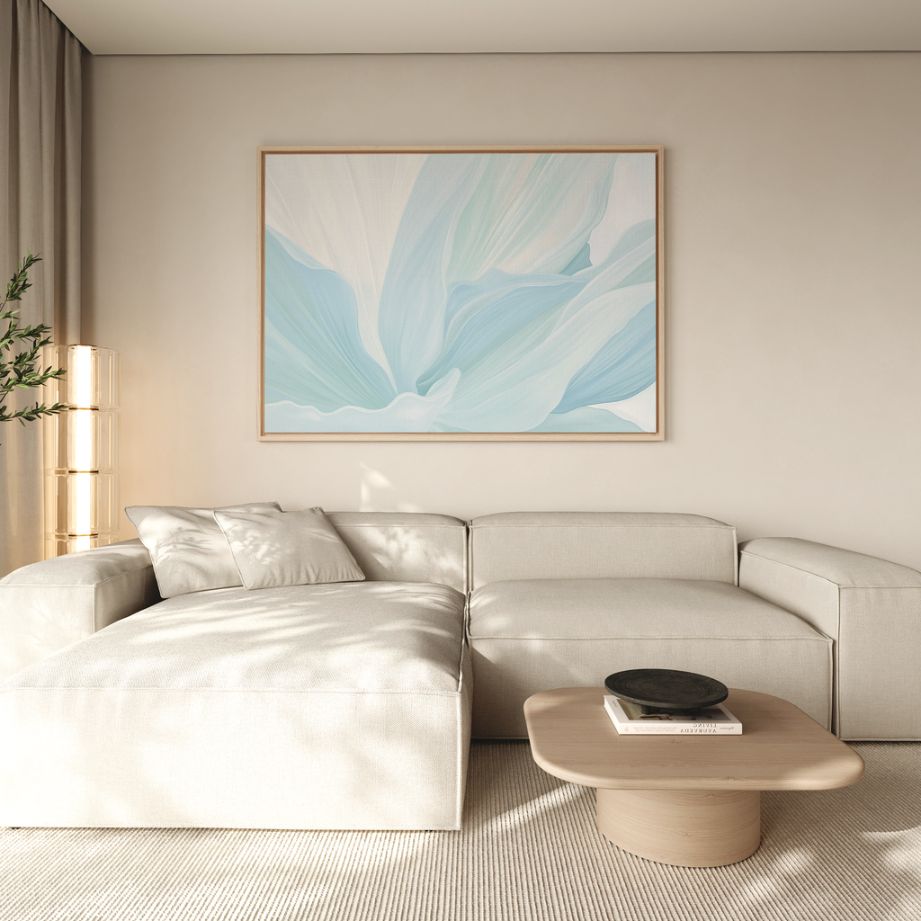 Whispers of Frost – blue botanical canvas wall art print by Aspire Prints