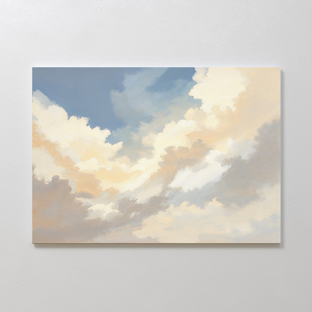 Where Heaven Breathes – blue cloud canvas wall art print by Aspire Prints
