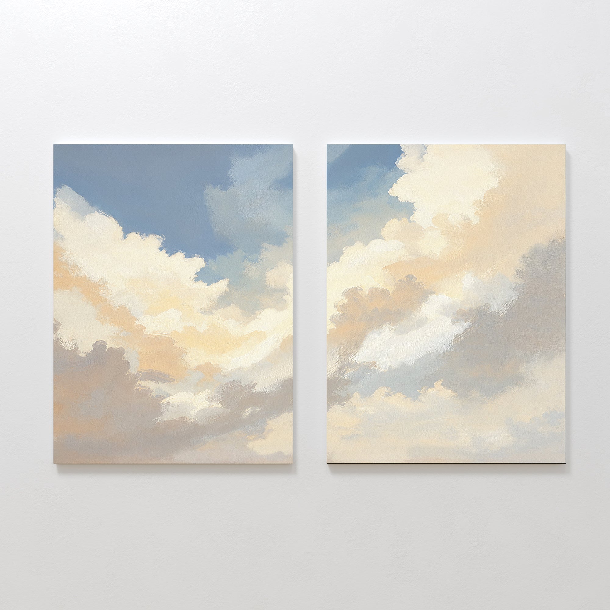Whispers of the Heavens – Set of 2 Canvas Prints set of 2 – blue cloud canvas wall art by Aspire Prints