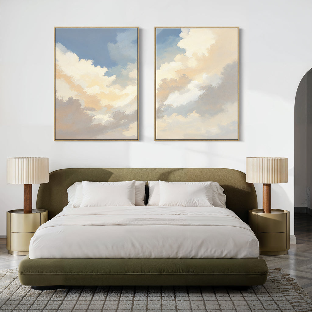 Whispers of the Heavens – Set of 2 Canvas Prints set of 2 – blue cloud canvas wall art by Aspire Prints