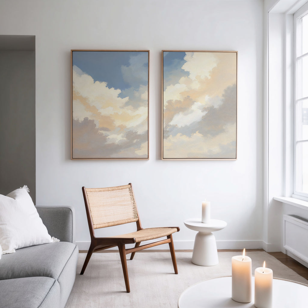 Whispers of the Heavens – Set of 2 Canvas Prints set of 2 – blue cloud canvas wall art by Aspire Prints