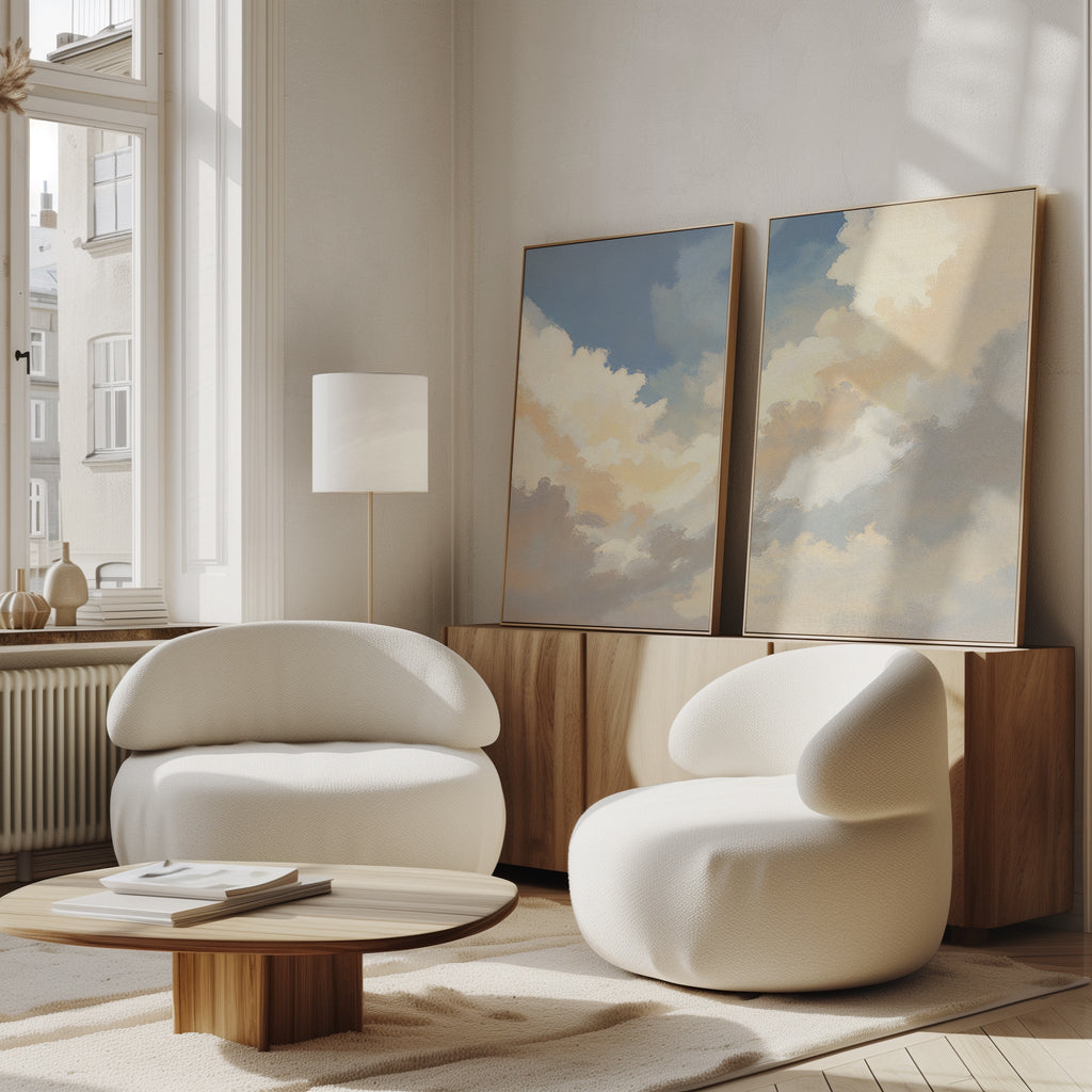 Whispers of the Heavens – Set of 2 Canvas Prints set of 2 – blue cloud canvas wall art by Aspire Prints