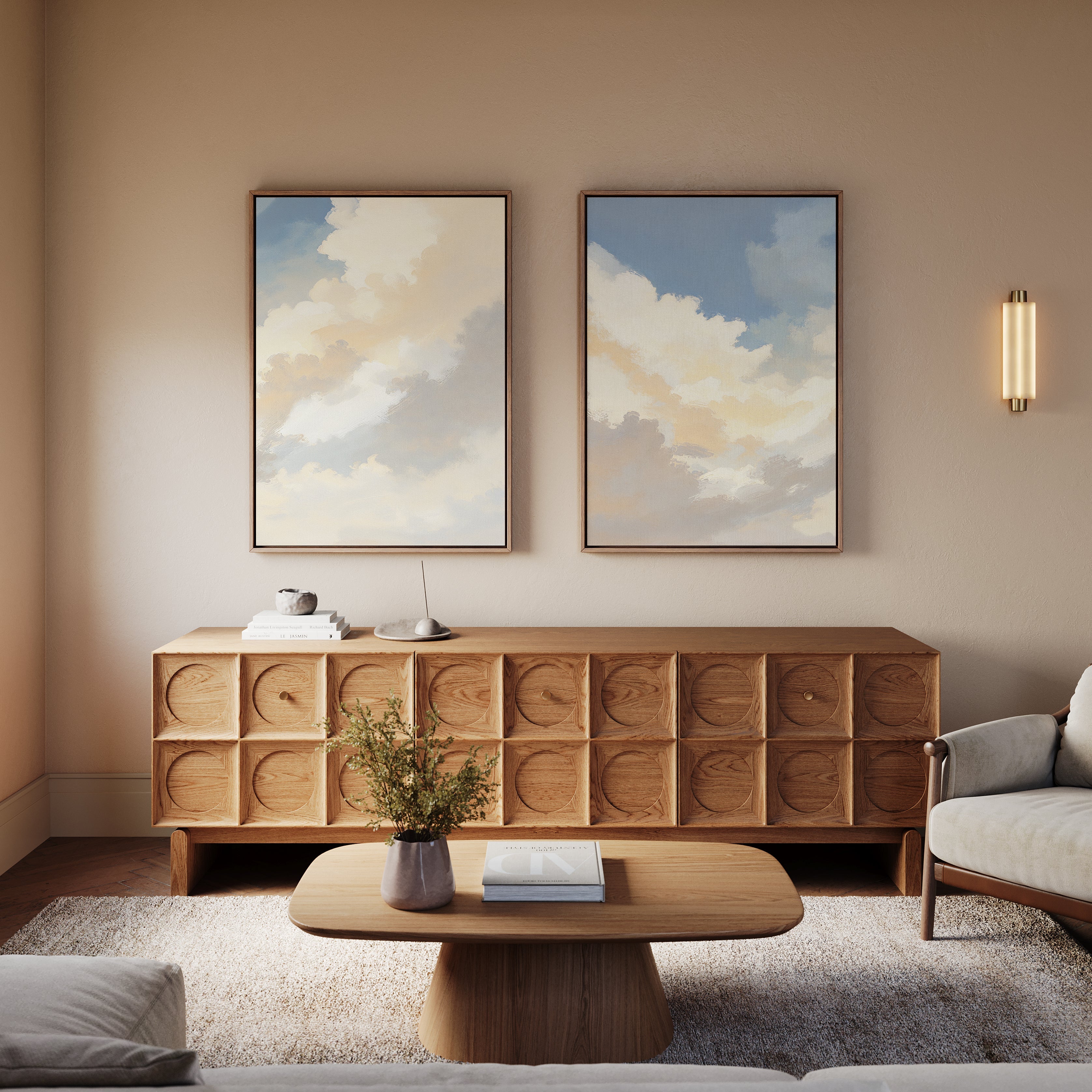 Whispers of the Heavens – Set of 2 Canvas Prints set of 2 – blue cloud canvas wall art by Aspire Prints