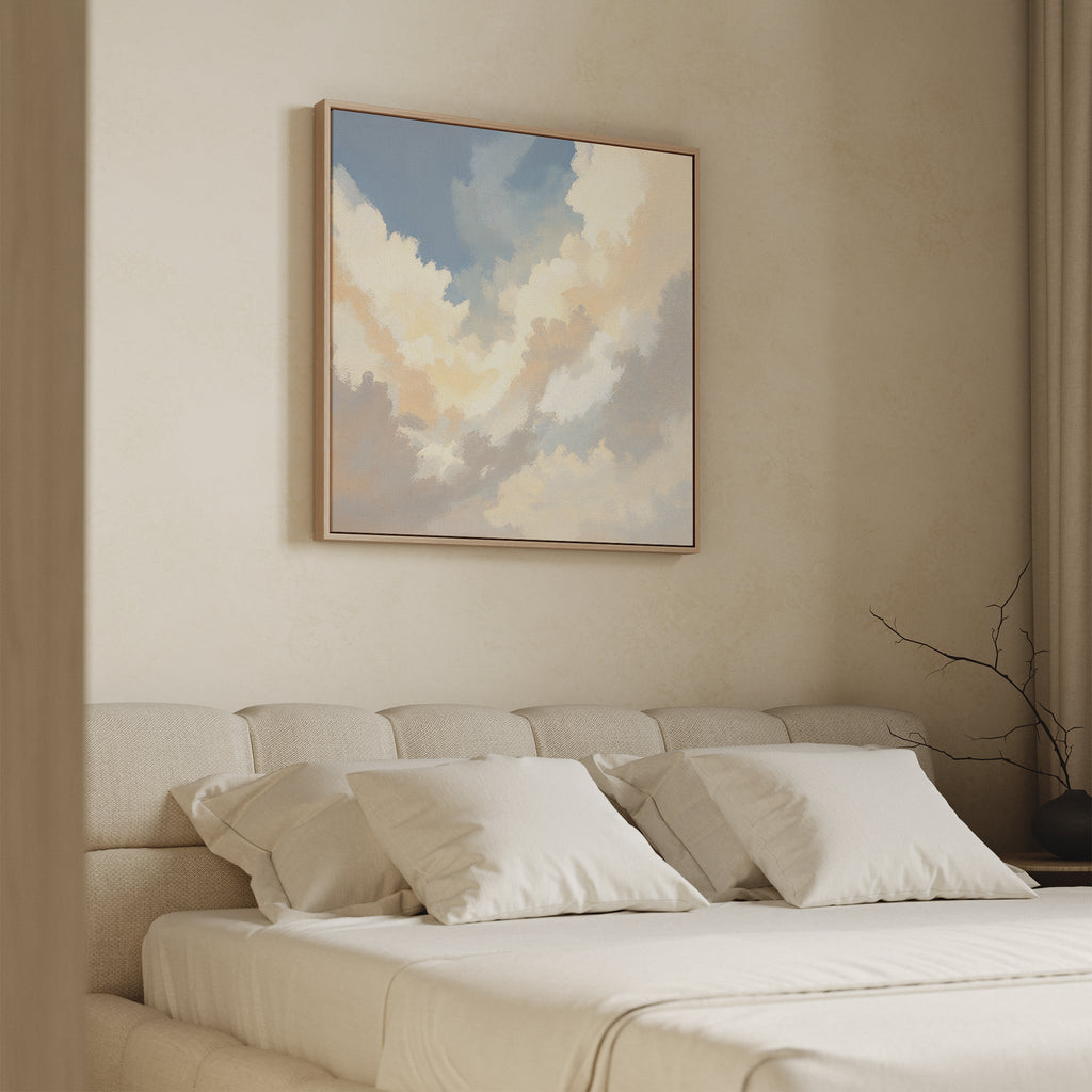 Where Heaven Softens – blue cloud canvas wall art print by Aspire Prints
