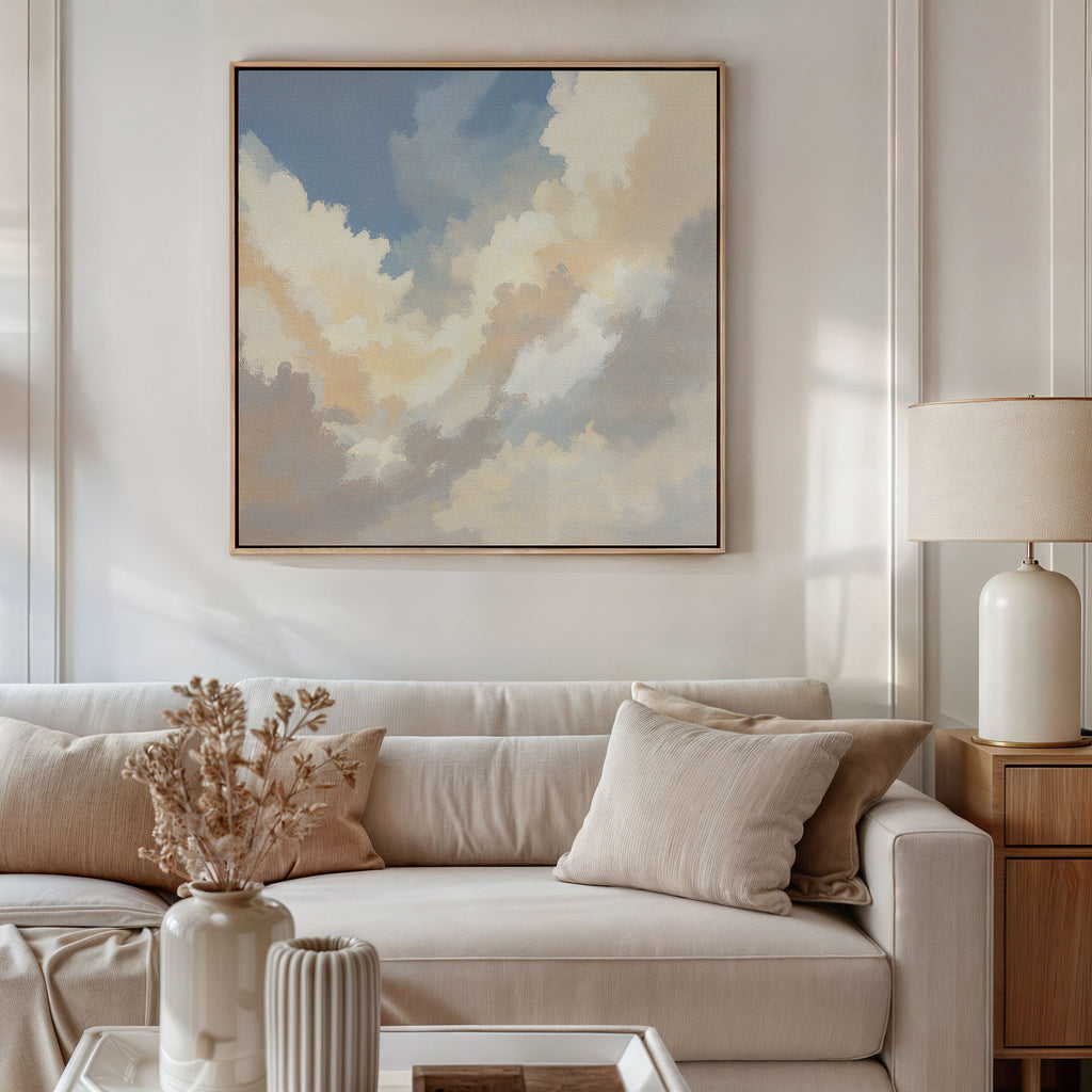Where Heaven Softens – blue cloud canvas wall art print by Aspire Prints