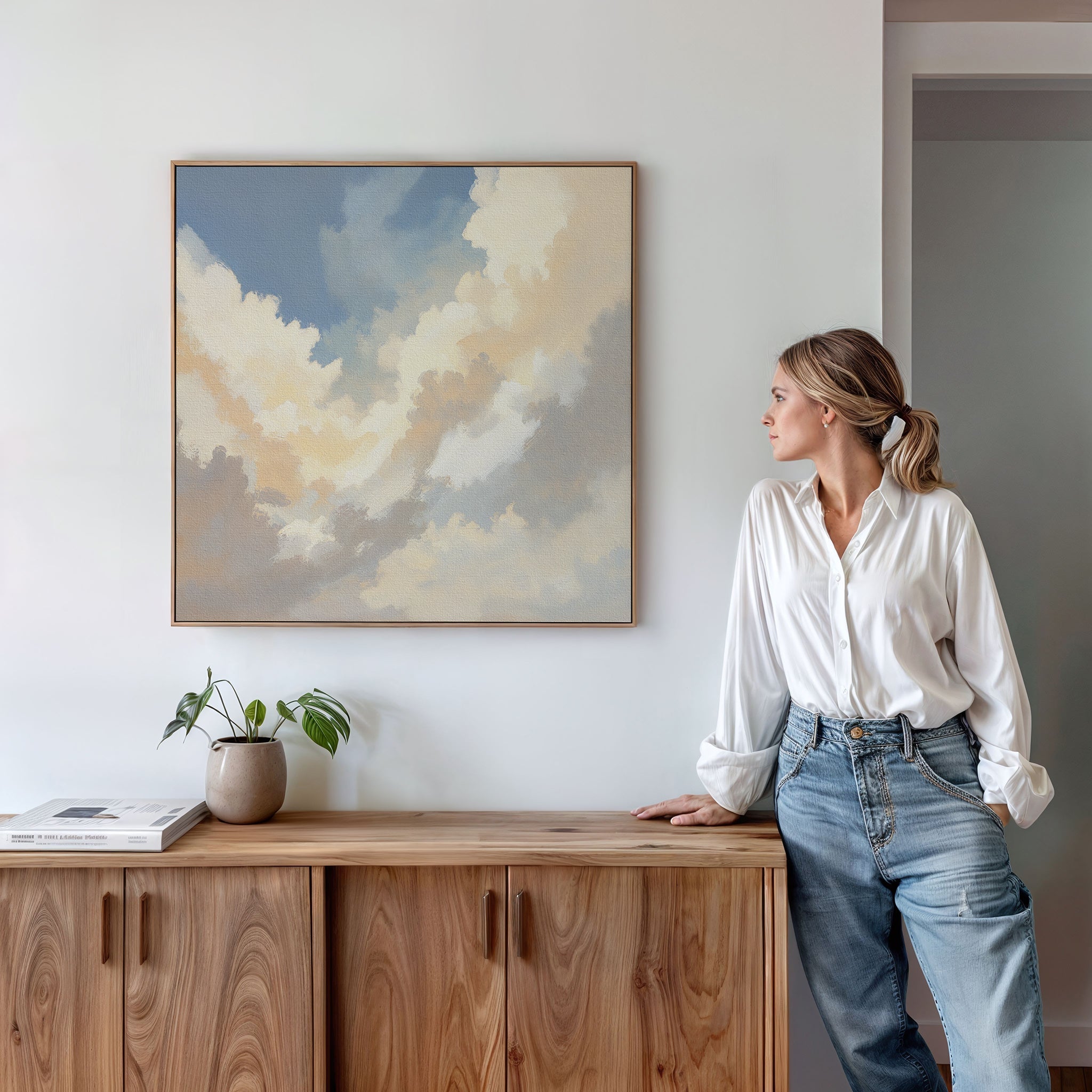 Where Heaven Softens – blue cloud canvas wall art print by Aspire Prints