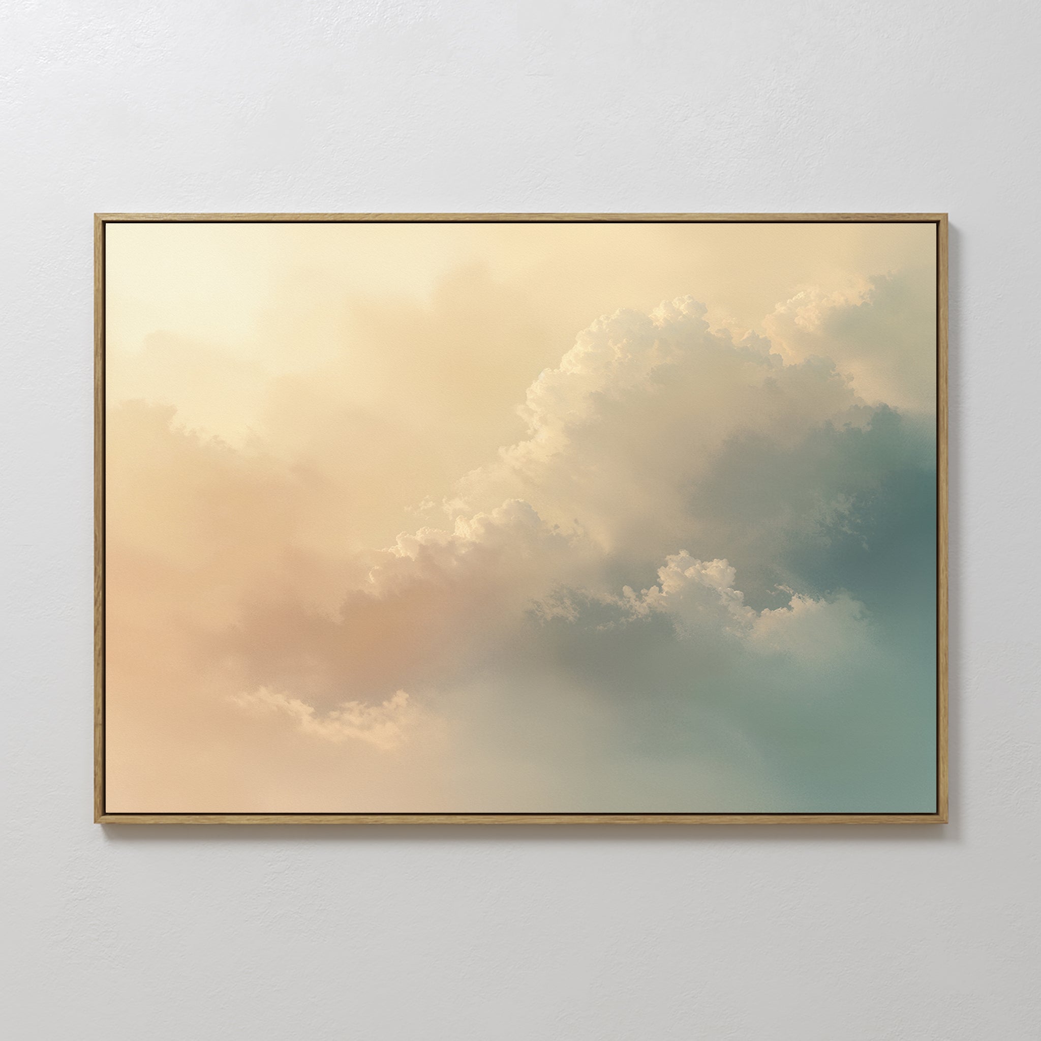 Whispers of a Champagne Sky – beige and white cloud canvas wall art print by Aspire Prints