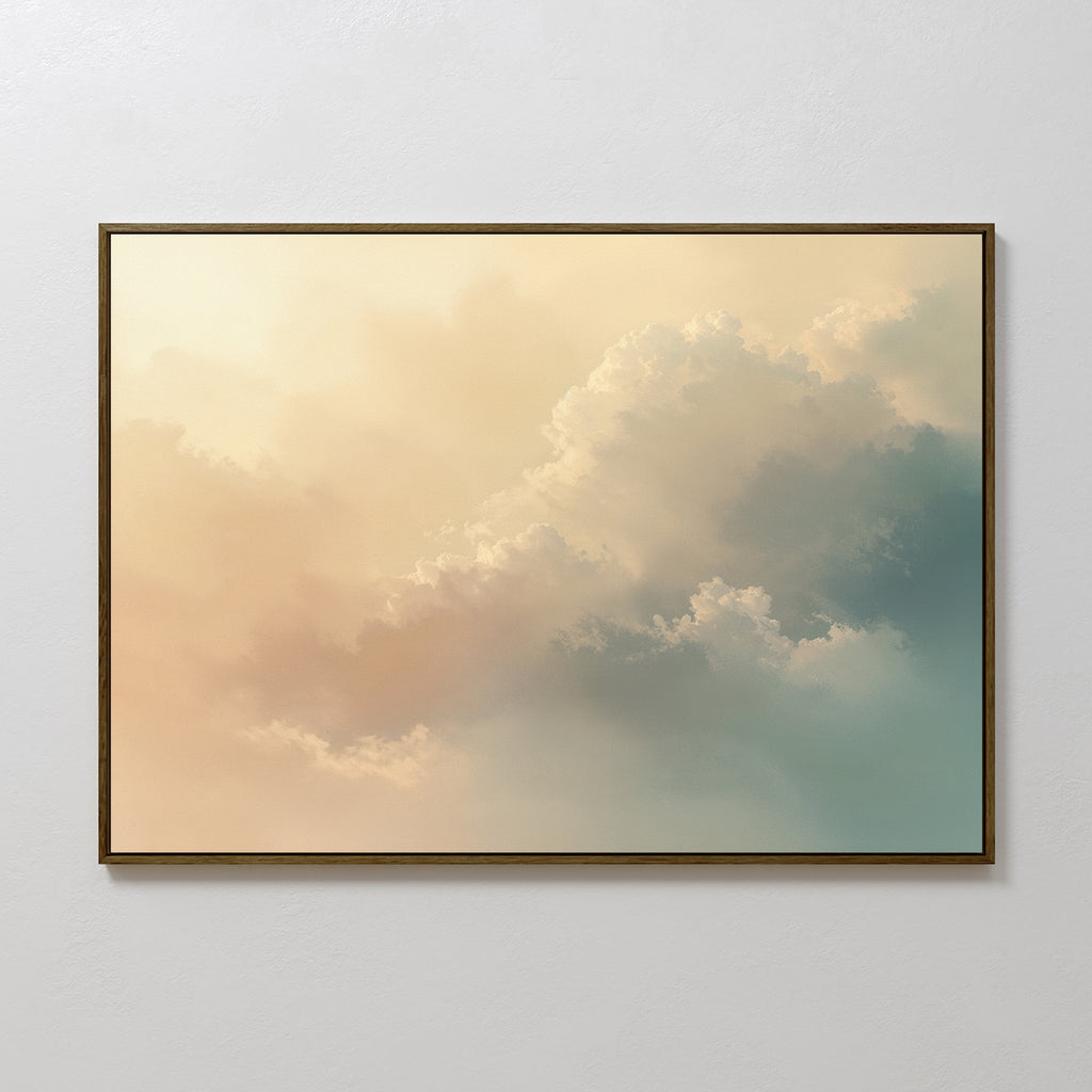 Whispers of a Champagne Sky – beige and white cloud canvas wall art print by Aspire Prints