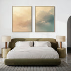 Whispers of the Cloudfields – Set of 2 Canvas Prints set of 2 – beige and white cloud canvas wall art by Aspire Prints