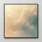 Whispers of a Champagne Sky Canvas Wall Art – beige and white cloud canvas wall art print by Aspire Prints