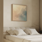 Whispers of a Champagne Sky Canvas Wall Art – beige and white cloud canvas wall art print by Aspire Prints