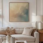 Whispers of a Champagne Sky Canvas Wall Art – beige and white cloud canvas wall art print by Aspire Prints