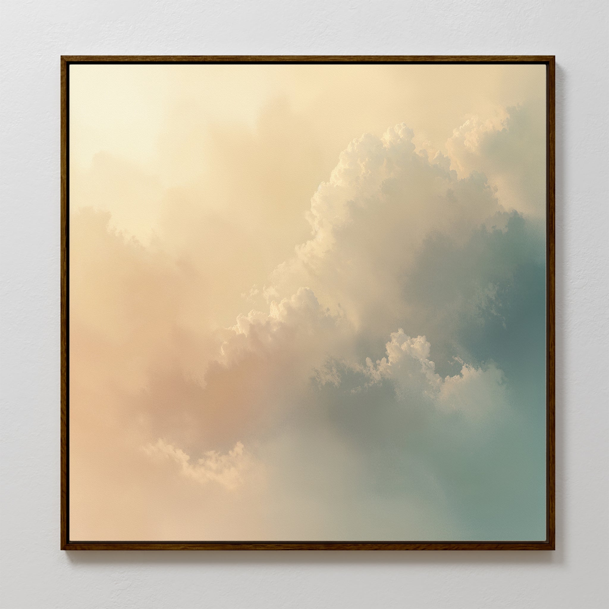 Whispers of a Champagne Sky Canvas Wall Art – beige and white cloud canvas wall art print by Aspire Prints