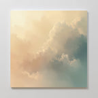 Whispers of a Champagne Sky Canvas Wall Art – beige and white cloud canvas wall art print by Aspire Prints
