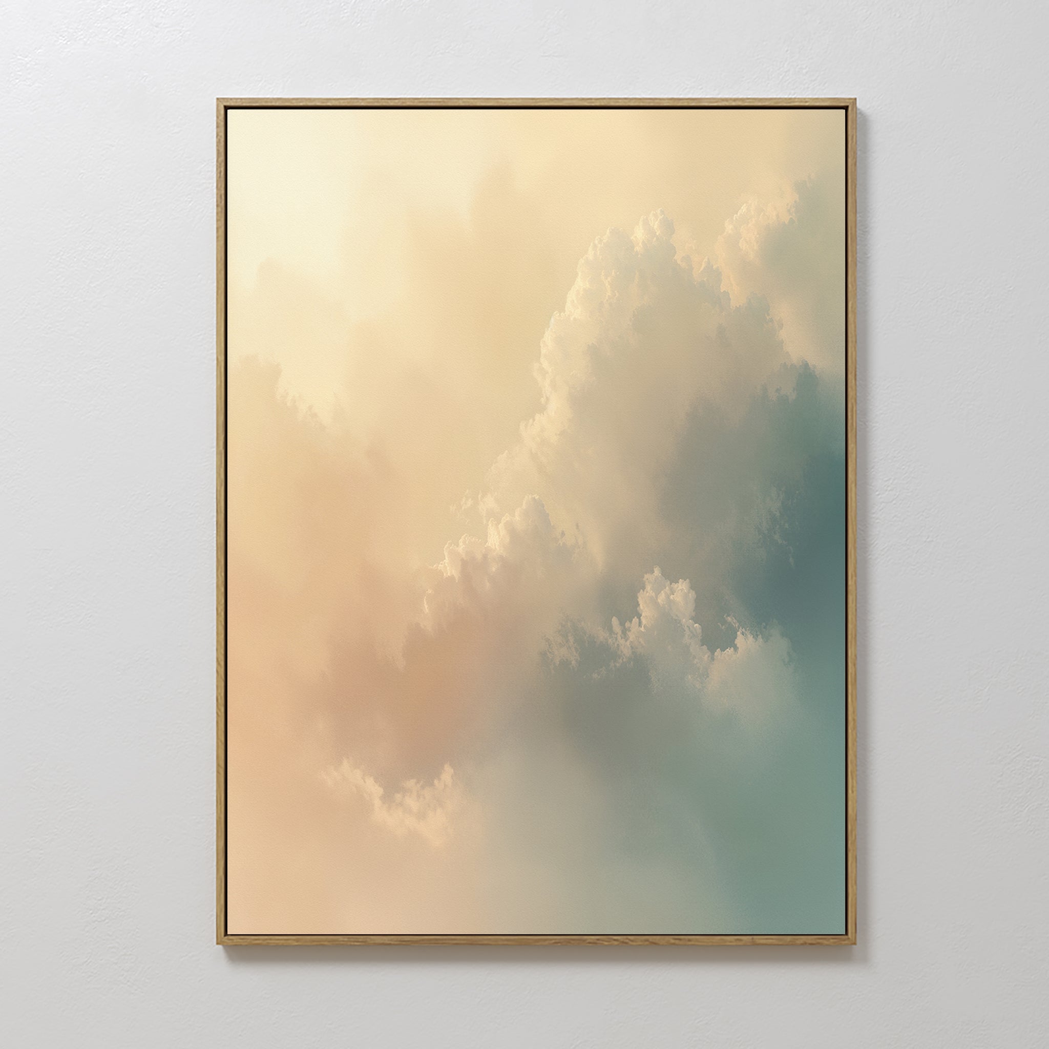 Whispered Skies at Dawn – beige and white cloud canvas wall art print by Aspire Prints