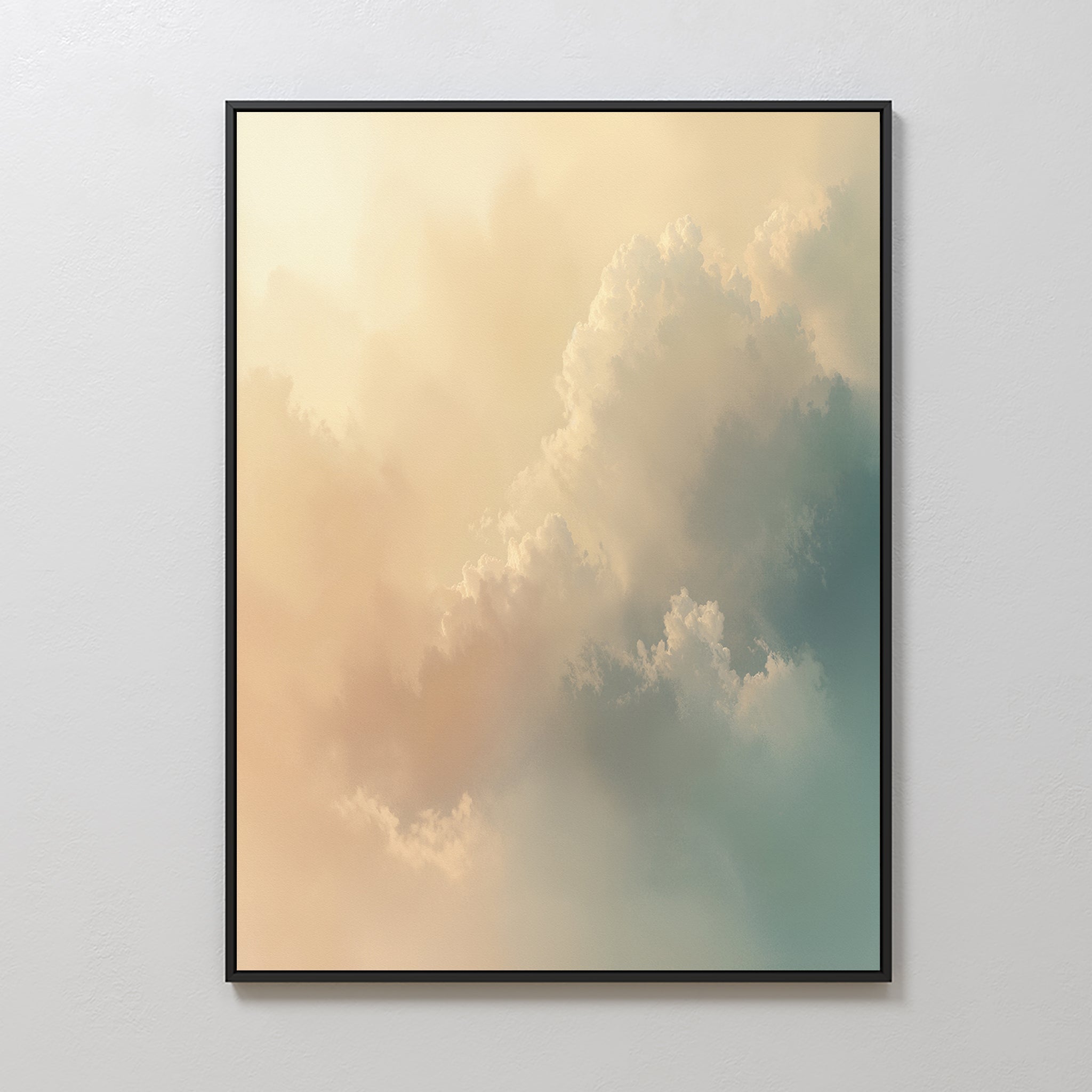 Whispered Skies at Dawn – beige and white cloud canvas wall art print by Aspire Prints