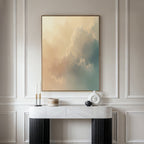 Whispered Skies at Dawn – beige and white cloud canvas wall art print by Aspire Prints